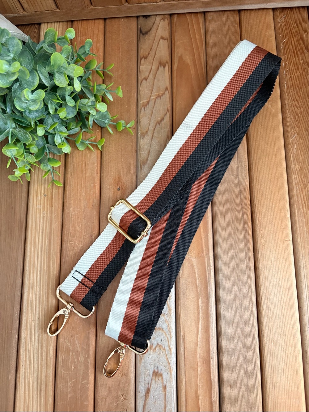 Guitar Strap in Striped Black, Rust and Cre, Replacement Purse Strap Accessory